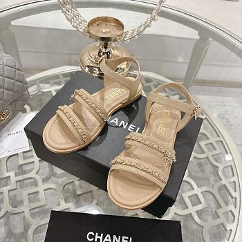 Chanel Sandals Calfskin Beige 15mm