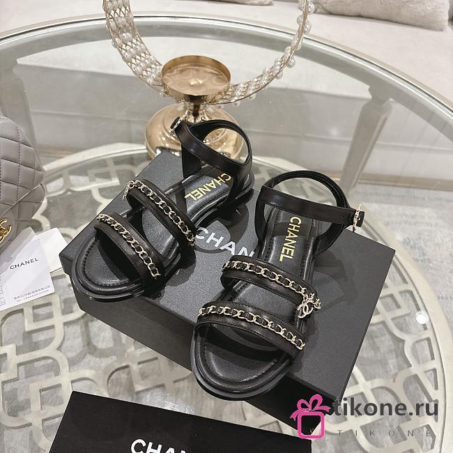Chanel Sandals Calfskin Black 15mm - 1