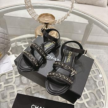 Chanel Sandals Calfskin Black 15mm