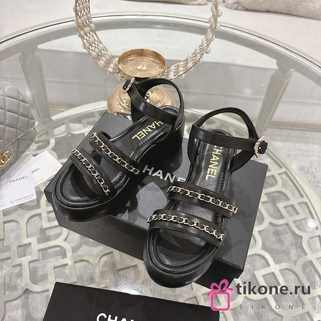Chanel Sandals Calfskin Black 60mm - 1