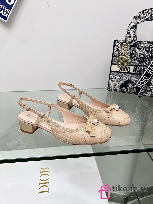 Dior Ballet Slingback Pump Beige Quilted Cannage Calfskin 30mm - 1