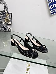 Dior Ballet Slingback Pump Black Tweed with White Microcannage Motif - 1