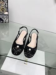 Dior Ballet Slingback Pump Black Tweed with White Microcannage Motif - 3