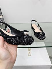 Dior Ballet Slingback Pump Black Tweed with White Microcannage Motif - 4