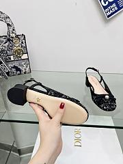 Dior Ballet Slingback Pump Black Tweed with White Microcannage Motif - 5