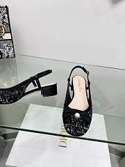 Dior Ballet Slingback Pump Black Tweed with White Microcannage Motif - 2