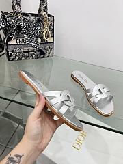 Dior D-Club Slide Silver Tone Laminated Calfskin - 6