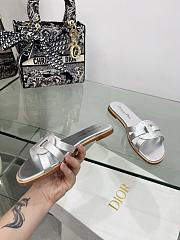 Dior D-Club Slide Silver Tone Laminated Calfskin - 3