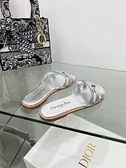 Dior D-Club Slide Silver Tone Laminated Calfskin - 2