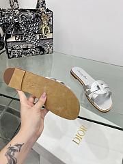 Dior D-Club Slide Silver Tone Laminated Calfskin - 5
