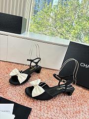 Chanel Sandals Grosgrain Black & Ivory - 5