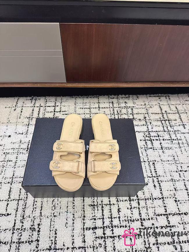 Chanel Mules Suede Kidskin Beige G47043 - 1