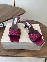 Jimmy Choo Skye 70 Winter Bloom and Violet Orchid Satin Mules with Degrade Crystal - 4