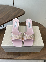 Jimmy Choo Skye 70 Silky Blush Satin Mules with Degrade Crystal - 1