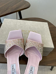Jimmy Choo Skye 70 Silky Blush Satin Mules with Degrade Crystal - 6