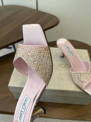 Jimmy Choo Skye 70 Silky Blush Satin Mules with Degrade Crystal - 5