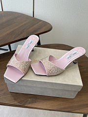 Jimmy Choo Skye 70 Silky Blush Satin Mules with Degrade Crystal - 2