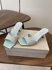 Jimmy Choo Skye 70 Light Green Satin Mules with Degrade Crystal - 6