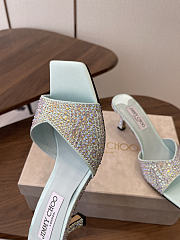 Jimmy Choo Skye 70 Light Green Satin Mules with Degrade Crystal - 4