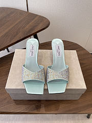 Jimmy Choo Skye 70 Light Green Satin Mules with Degrade Crystal - 2