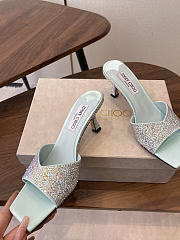 Jimmy Choo Skye 70 Light Green Satin Mules with Degrade Crystal - 3
