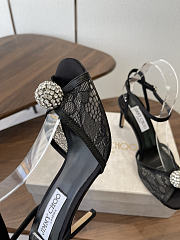 Jimmy Choo Sacora 85 Black Lace Sandals with Crystal-Embellished Sphere - 5