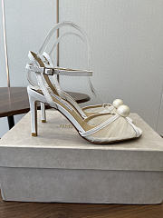 Jimmy Choo Sacaria 85 Ivory Tulle Sandals with Pearl Detail - 4