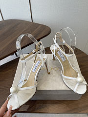 Jimmy Choo Sacaria 85 Ivory Tulle Sandals with Pearl Detail - 5