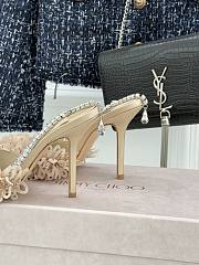 Jimmy Choo Saeda 100 Beige Mesh Pumps with Petal Embroidery - 3