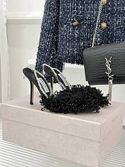 Jimmy Choo Saeda 100 Black Mesh Pumps with Petal Embroidery - 1