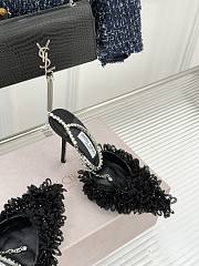Jimmy Choo Saeda 100 Black Mesh Pumps with Petal Embroidery - 4