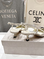 Jimmy Choo Mimmi Sling Back 50  Latte Shiny Nappa Leather Slingbacks with Lace Corsage - 6