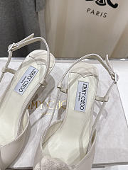 Jimmy Choo Mimmi Sling Back 50  Latte Shiny Nappa Leather Slingbacks with Lace Corsage - 4