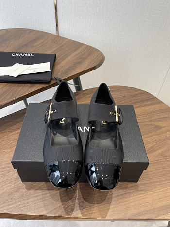 Chanel Mary Janes Grosgrain & Patent Calfskin Black G47028