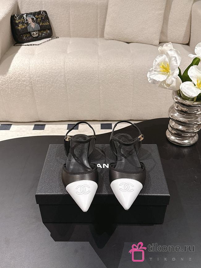 Chanel Slingbacks Iridescent Lambskin & Lambskin Black & White G47085 - 1