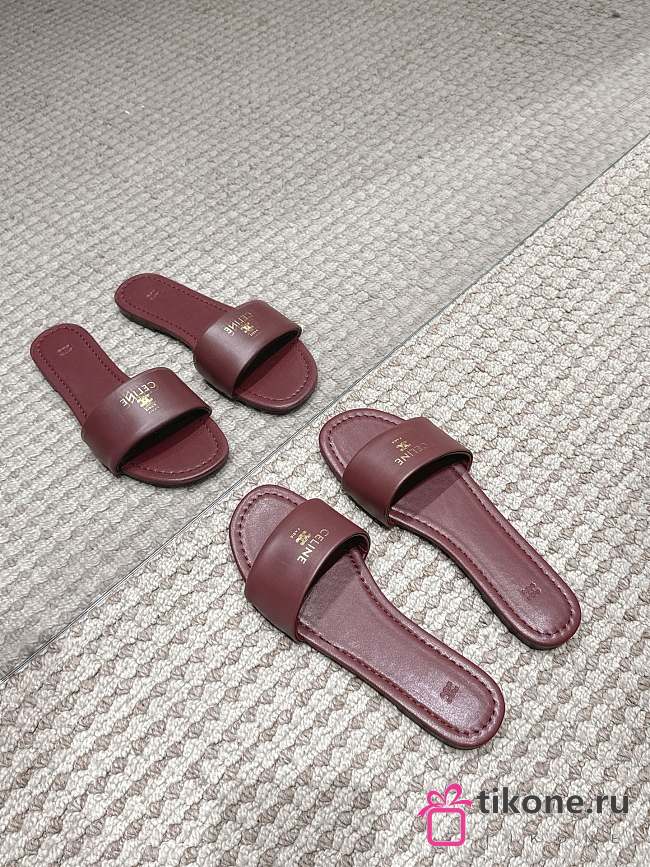 Celine Coast Mule In Lambskin Burgundy - 1