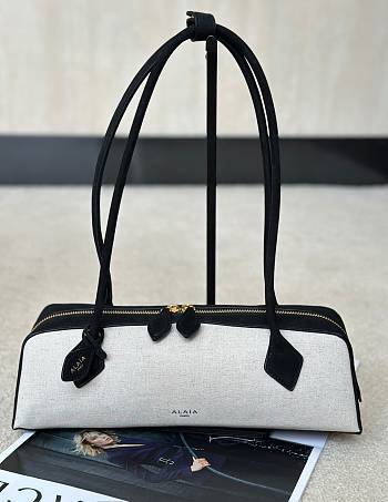 Alaia Le Teckel Medium Bag In Canvas Black - 33x11x10cm