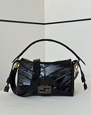 Fendi Mamma Baguette Medium Black Inlaid Hagfish Leather - 26.5x18x8.5cm - 6