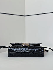 Fendi Mamma Baguette Medium Black Inlaid Hagfish Leather - 26.5x18x8.5cm - 5
