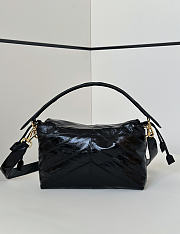 Fendi Mamma Baguette Medium Black Inlaid Hagfish Leather - 26.5x18x8.5cm - 3