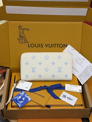 LV Zippy Wallet Monogram Empreinte Milky White/ Blue M28131 - 19.5x10.5x2.5cm