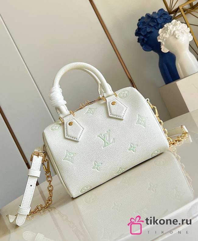 LV Speedy Bandouliere 20 Monogram Empreinte Milky White/ Jade Green M27572 - 20.5x13.5x12cm - 1