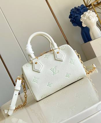 LV Speedy Bandouliere 20 Monogram Empreinte Milky White/ Jade Green M27572 - 20.5x13.5x12cm
