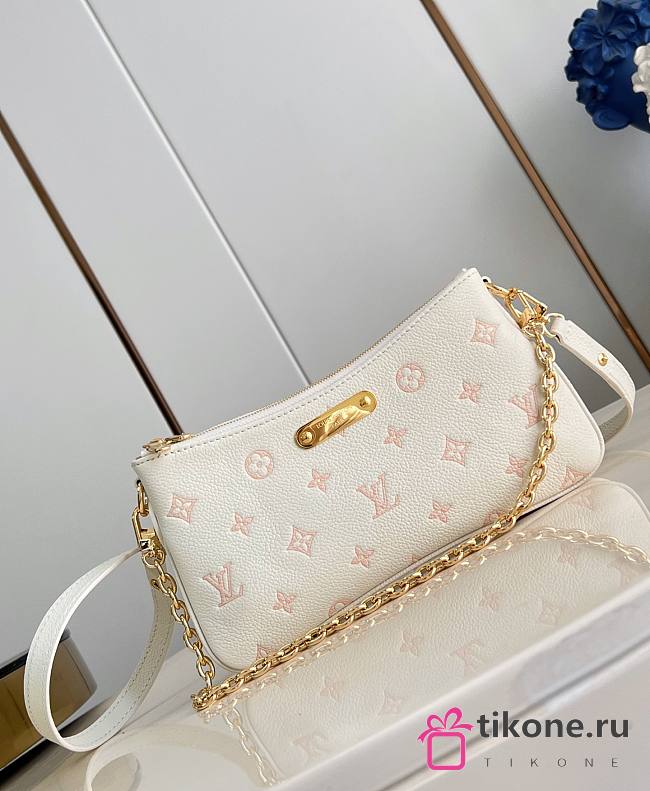 LV Pochette Liv Monogram Empreinte Milky White/ Peach M27741 - 24.5x13.5x6.5cm - 1