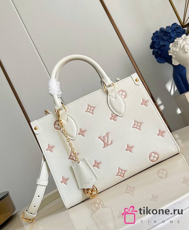LV Onthego PM Monogram Empreinte Milky White/ Peach M28313 - 25x19x11.5cm - 1