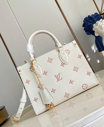 LV Onthego PM Monogram Empreinte Milky White/ Peach M28313 - 25x19x11.5cm