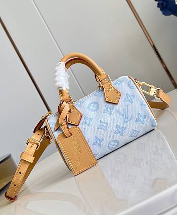 LV Nano Speedy Monogram Origine Bleu Courrier M28323 - 16x10x7.5cm