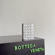Bottega Veneta Intrecciato Passport Case in Lamina Satin Leather Silver - 13.6x9.5x0.5cm - 1
