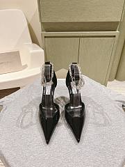 Jimmy Choo Stevie 100 Black Patent Leather Pumps Crystal Anklet - 1