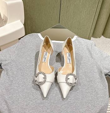 Jimmy Choo Melva 50 Embellished Leather Pumps in White 